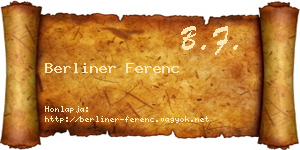 Berliner Ferenc névjegykártya